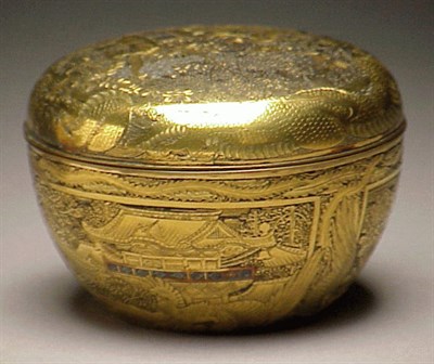Lot 107 - Gilt Komai Style Covered Bowl-Form Box Meiji...