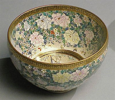 Lot 140 - Satsuma Massed Flower Bowl Meiji Period,...