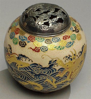 Lot 133 - Finely Enameled Kyoto Jar with Silver Cover...
