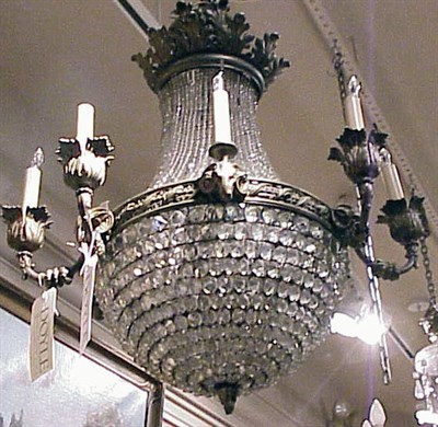 Lot 448 - Charles X Style Bronze and Crystal Nine-Light...
