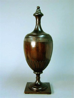 Lot 476 - Pair of Regency Style Mahogany Covered Urns