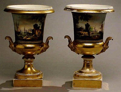 Lot 516A - Pair of Paris Porcelain Vases Each of campana...