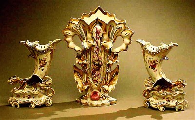 Lot 517 - Pair of Paris Porcelain Vases Each of horn...