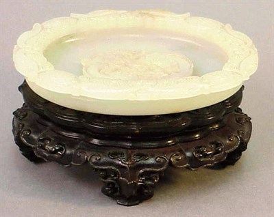 Lot 299 - Well Carved Pale Green Jade Shallow Dish Four...