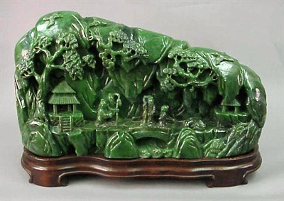 Lot 293 - Large, Dark Green Nephrite Boulder Carving...