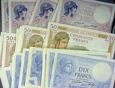Lot 14 - Group of French Banknotes 1932 to 1938, issues...