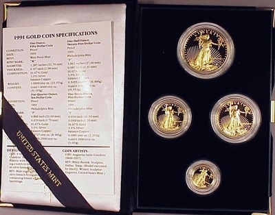 Lot 23 - Gold Proof Set 1991, in full government...