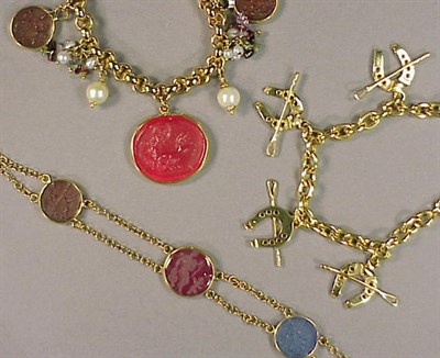 Lot 40 - Two Gold and Venetian Glass Bracelets and One...