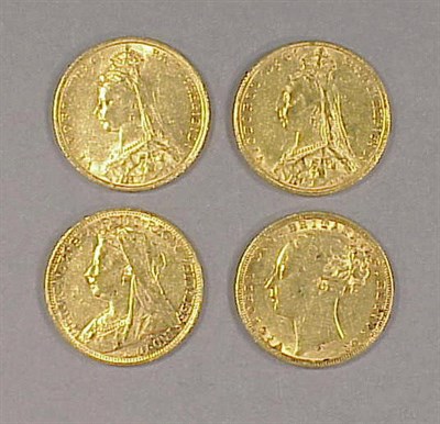 Lot 25 - Four Gold Coins Great Britain, four Sovereigns,...