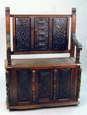 Lot 522 - Jacobean Style Oak Hall Bench