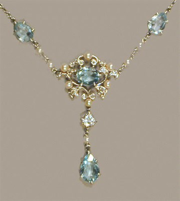 Lot 507 - Edwardian Style Aquamarine and Diamond...