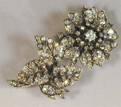 Lot 470 - Antique Old Mine Diamond Flower Brooch Yellow...