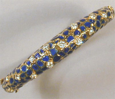 Lot 128 - Gold, Enamel and Diamond Bracelet 14 kt....