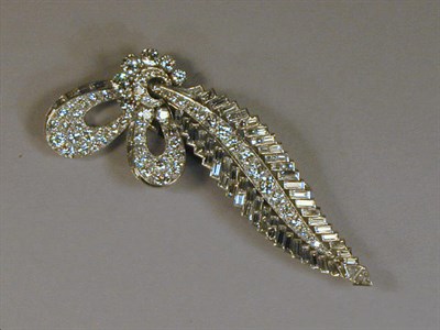 Lot 547 - Diamond Brooch Platinum, of stylized foliate...