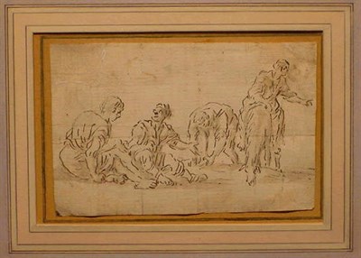 Lot 61 - Neapolitan School 18th Century PEASANTS AT...