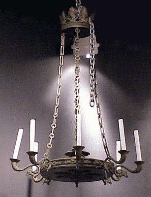 Lot 632 - Empire Style Bronze Eight-Light Chandelier The...