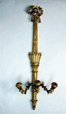 Lot 472 - Pair of Italian Gilt-Wood Three-Light Sconces