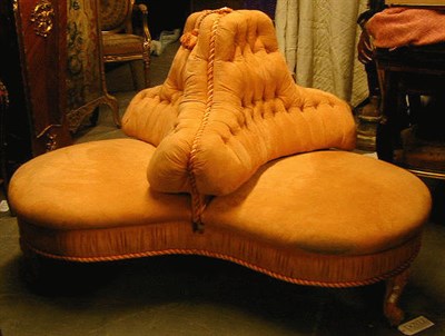 Lot 510 - Louis XV Style Upholstered Three-Section Tete...