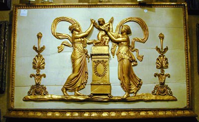 Lot 608 - Empire Gilt and Painted Relief Panel Early...