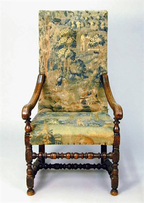 Lot 323 - Continental Baroque Walnut High-Back Armchair...