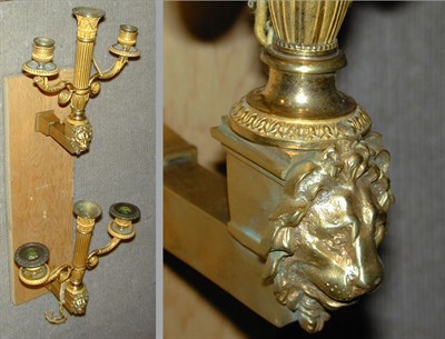 Lot 448 - Pair of Empire Style Gilt-Bronze Three-Light...