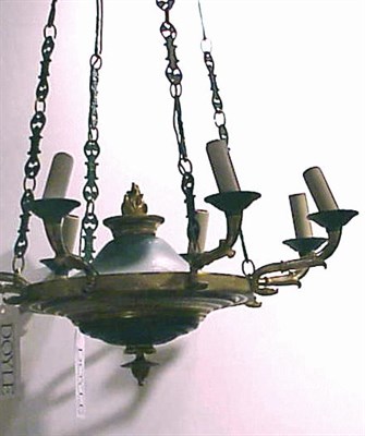 Lot 457 - Empire Style Bronze Seven-Light Chandelier