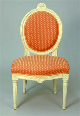 Lot 442 - Pair of Continental Cream Painted Side Chairs...