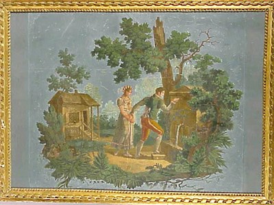 Lot 564 - Two Neoclassical Gilt Framed Wallpaper Panels