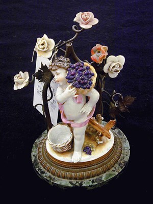 Lot 554 - Pair of Metal Mounted German Porcelain Figures...