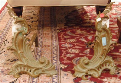 Lot 351 - Pair of Rococo Style Brass Chenets