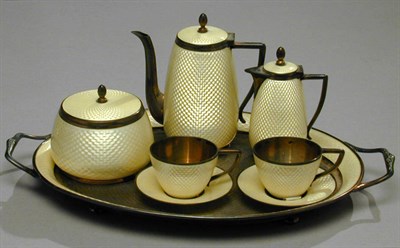 Lot 426 - Continental Enameled Silver Demitasse Service...