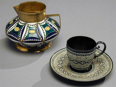 Lot 422 - Russian Enamel Silver Creamer Of ovoid form,...