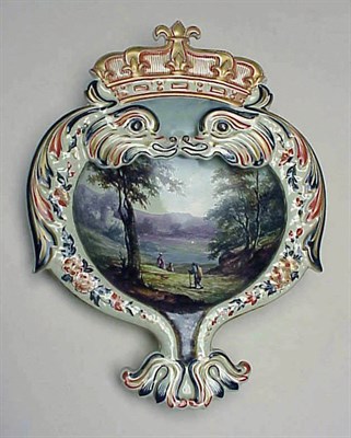 Lot 488 - Galle Pottery Plaque Molded with fish below a...