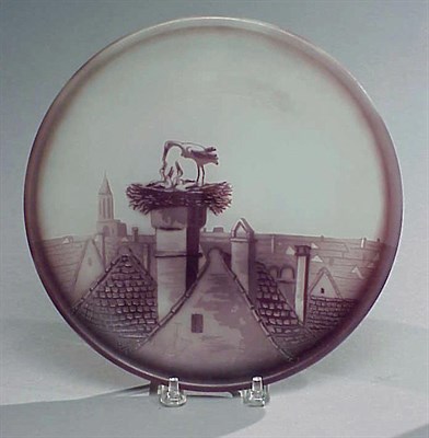 Lot 302 - St. Louis Cameo Glass Plate Depicting roof...