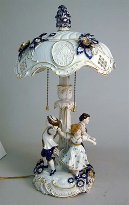 Lot 443 - Pair of German Porcelain Lamps Each standard...