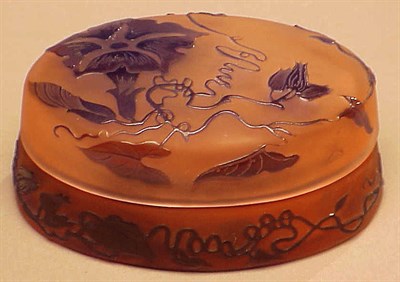 Lot 308 - Galle Cameo Glass Covered Box Of oval form,...