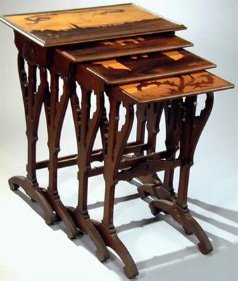 Lot 484 - Nest of Four Galle Marquetry Tables Three with...