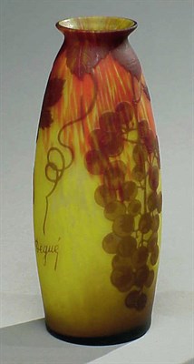 Lot 339 - Group of Three DeVez Cameo Glass Vases Each...