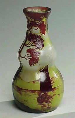Lot 340 - Three DeVez Cameo Glass Vases Two decorated...