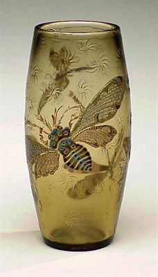 Lot 257 - Galle Enameled Cameo Glass Vase Of shaped...