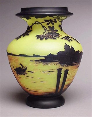 Lot 348 - Michel Cameo Glass Vase Of baluster form, cut...