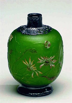 Lot 258 - Galle Silver-Mounted Enameled Cameo Glass Vase...