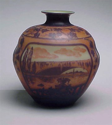 Lot 281 - DeVez Cameo Glass Vase Of ovoid form,...