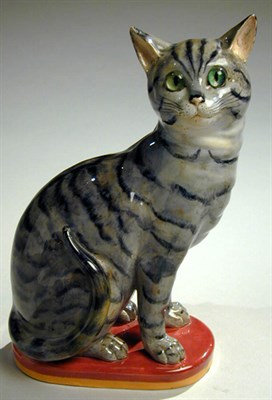 Lot 211 - Minton Majolica Cat Realistically modeled,...