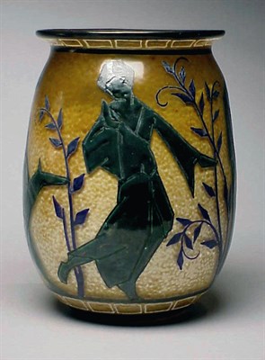 Lot 466 - Goupy Enameled Glass Vase Of ovoid form with a...