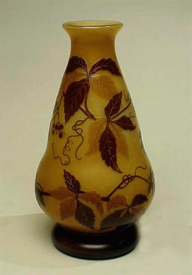 Lot 396 - Delatte Cameo Glass Vase Of footed ovoid form,...