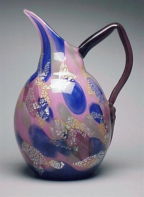 Lot 467 - De Latte Glass Ewer Of ovoid form, with a tall...