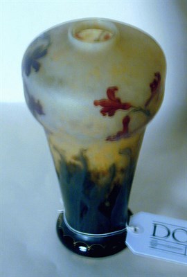 Lot 390 - Daum Nancy Enameled Cameo Glass Vase Of footed...