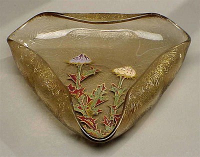 Lot 313 - Galle Enameled Cameo Glass Bowl Of triangular...
