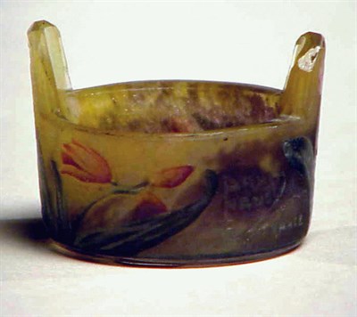 Lot 245 - Daum Nancy Enameled Cameo Glass Salt Decorated...
